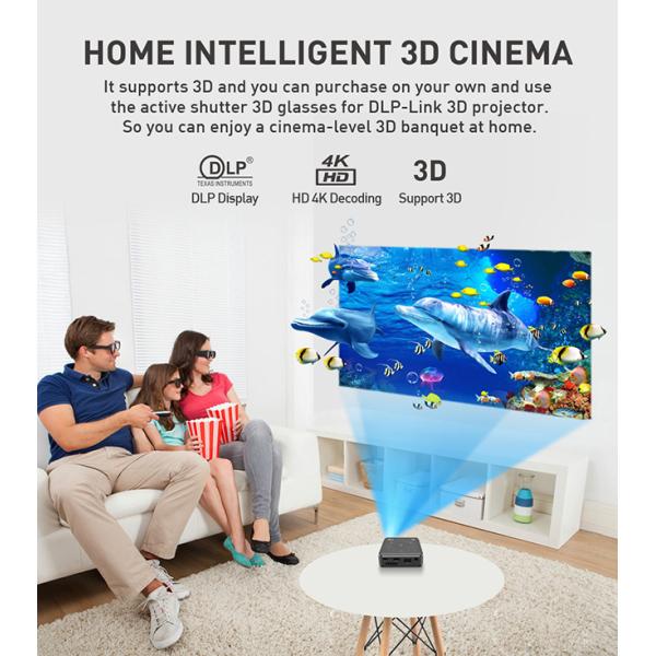 Mini DLP 0.2"DMD 4K 3D Full HD 1080P Projector 3000mAh 3.7V