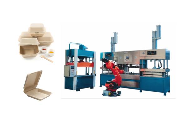 Cheap Bleach Pulp Sheet Smart Tableware Making Machine With 6 Axis Robot And Trimming Machine for sale