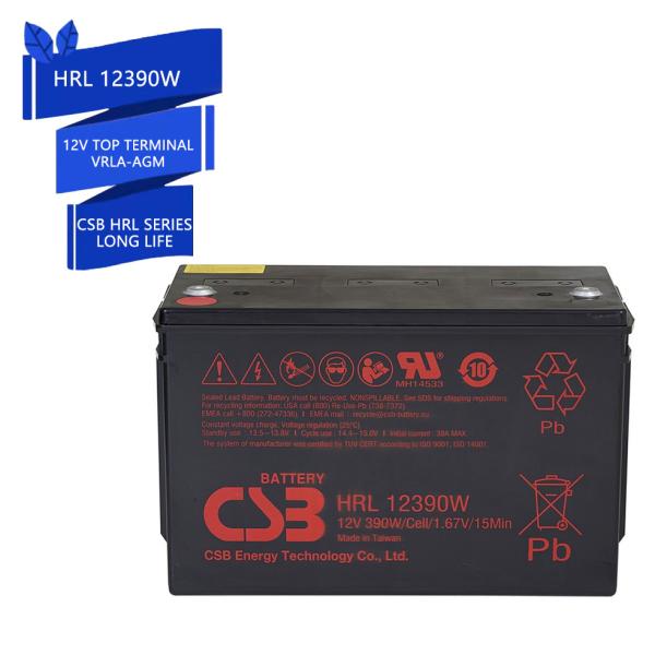 CSB HRL12390W 12V 390W Top Terminal Long Life VRLA-AGM Valve Regulated Lead Acid Battery