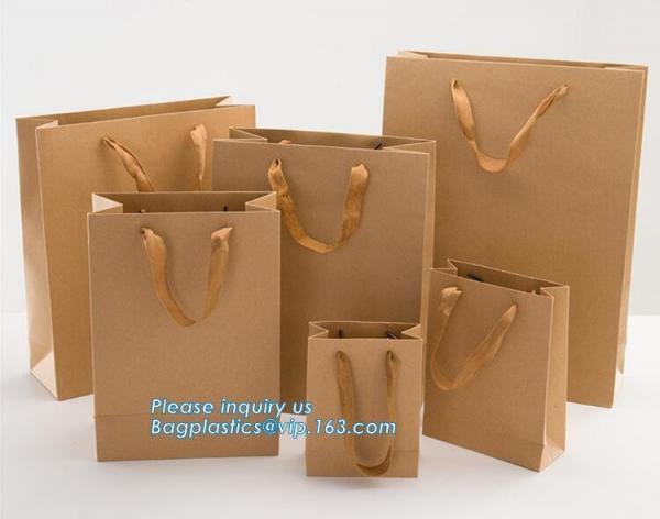 Laudry kraft bags, clothes bags, pack Recycled brown kraft paper bag twisted handles shopping packaging kraft paper bag