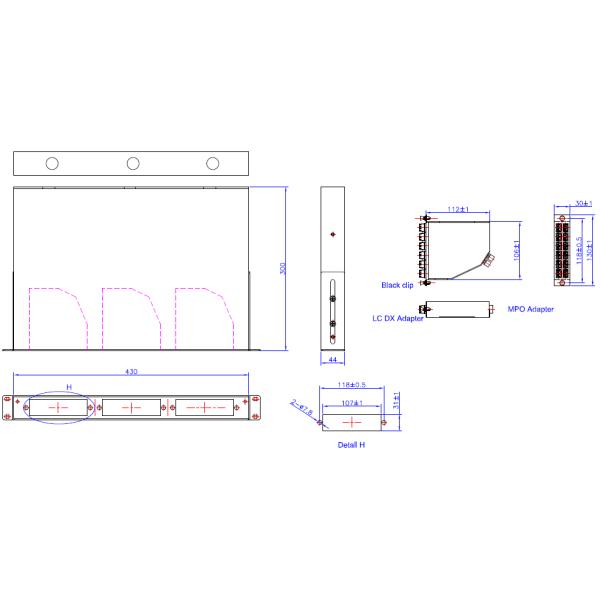 MPO / MTP Fiber Optic Cassette 1MPO - 12 LC OM4 Type High Performance