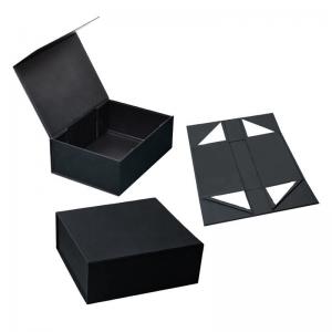 Best Custom Black Cardboard Foldable Boxes With Lids Magnetic Folding Box Packaging Supplier wholesale