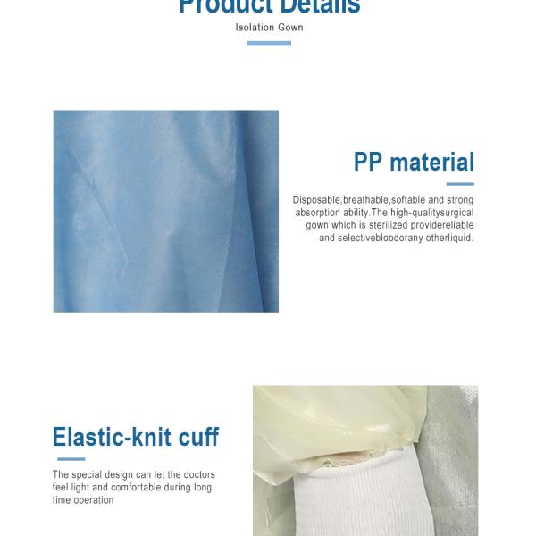 PP PE SMS Reinforced Disposable Isolation Gown Medical Non Woven Surgical Gown