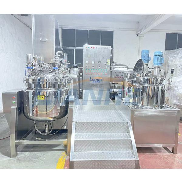 Cosmetic Cream High Shear Emulsifier Mixer 200L Steam Heating PLC Control