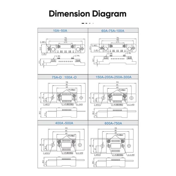 FL-2C 150A 200A 250A 300A 400A 500A 600A 750A 75mV Red Copper Shunt DC Ammeter Current Shunt Resistor