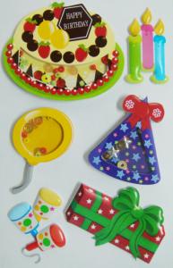 Best Colored Birthday Cake 3d Birthday Stickers , Personalised Kids Stickers Removable wholesale