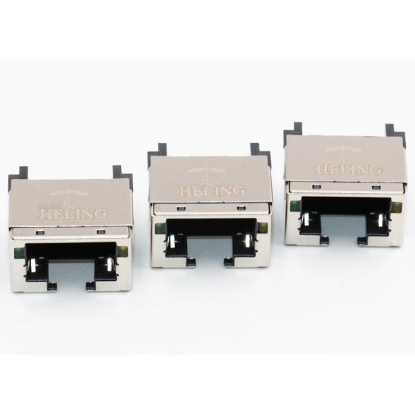 Right Angle RJ45 Female Connector , Shielded Low Profile RJ45