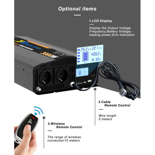 Off Grid Pure Sine Wave Power Inverter 3KW Customized Socket 50Hz 60Hz