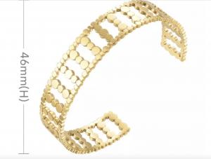 China Superfluity Brand Wide Hollow Gold Bead Bracelet 24k Gold Stainless Steel Bangle on sale