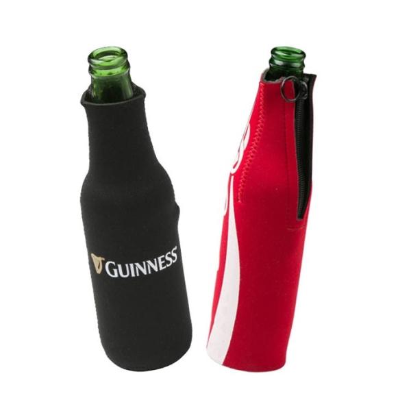Silk Printing Beer Bottle Cooler Bag , Glove Stubby Holder Bulk Neoprene Beer Can Cooler
