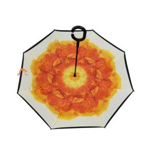 Best Full Digital Printing Pongee Reverse Inverted Umbrella With C Handle wholesale