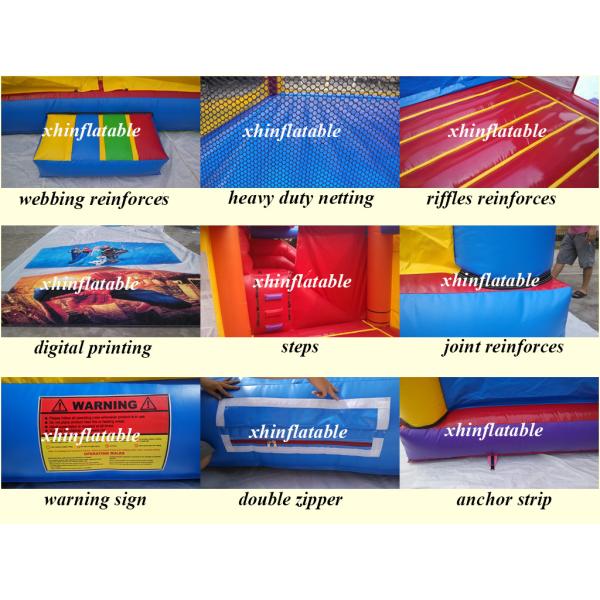 Rainbow Combo Inflatable Bounce House Water Slide With Double Lane And Pool