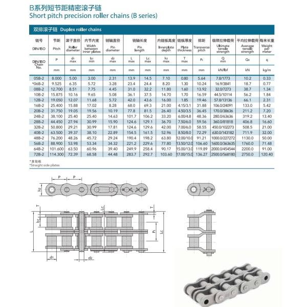 DIN ISO Chain NO. 08B-2 Precision Duplex Roller Chain