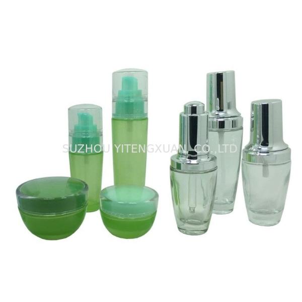 Luxury Packaging Custom Cosmetic Containers , Round Glass Toner Bottle And Cream Jars