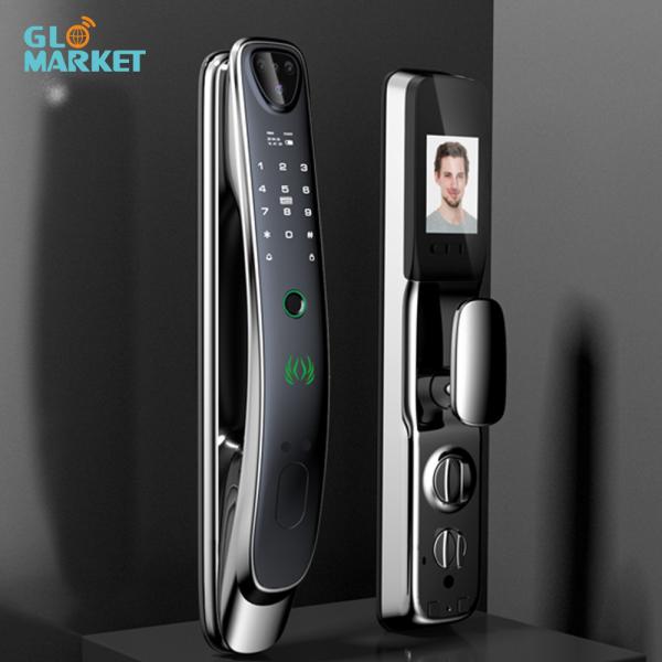 Cheap Glomarket Smart Tuya Wifi Door Lock Built-in Camera Work with App Cat Eye Fingerprint Password Security Door Lock for sale