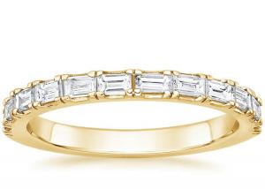 Best Pave Half Baguette Diamond Wedding Band , 2.0mm-2.3mm 14k Yellow Gold Diamond Ring wholesale