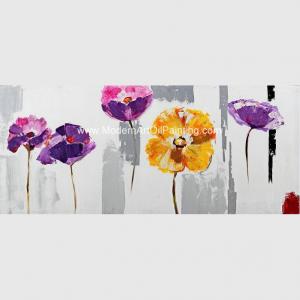 Best Hand Painted Abstract Art Canvas Paintings , Acrylic Purple Floral Wall Art wholesale