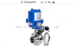 China Stainless steel 304 weld sanitary level butterfly valves of ball type with electric actuator on sale