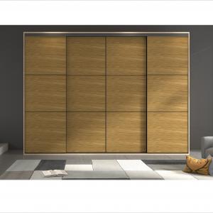 Best Modern Home Bedroom Wardrobe Closet Wood Grain Timber Veneer Sliding Door Cabinet With Dresser wholesale