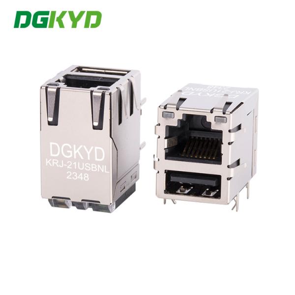 Cheap KRJ-21USBNL Rj45 8p8c Modular Connector USB2.0 Socket Integrated With 100Mbps Network Interface Tab Up for sale
