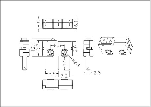 3 terminals switch for button