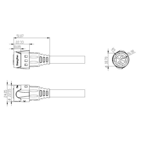 Stable M19 Connector Plug Multiple 2 Pin Female Connector Small Size