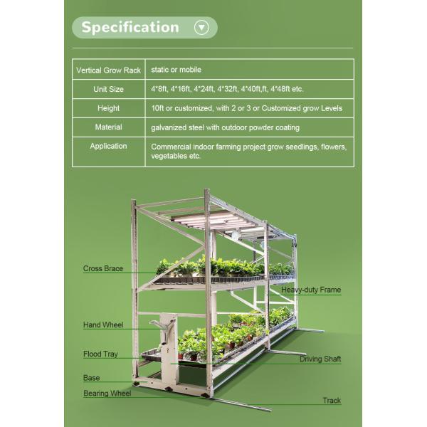 Customized Vertical Farming Seedling Bed Medical Plants Vertical Mobile Grow Racks