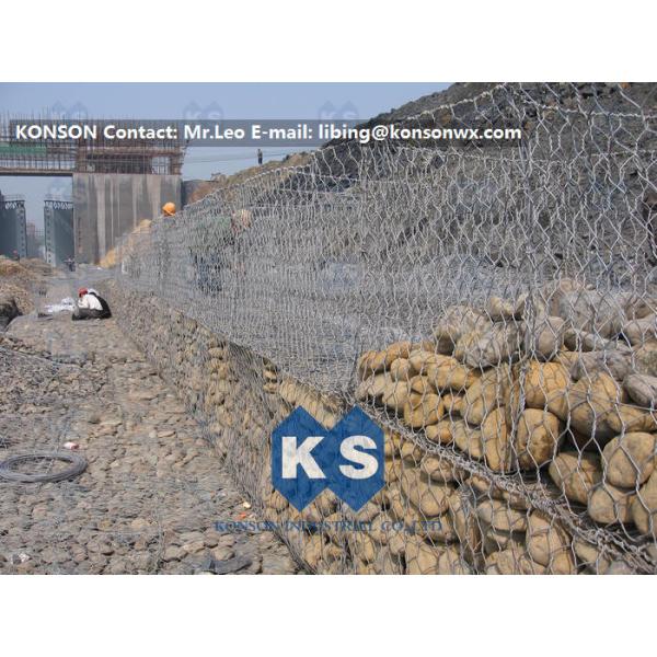 Hexagonal Wire Mesh Gabion Box For Protect Falling Rocks , Gabion Rock Baskets