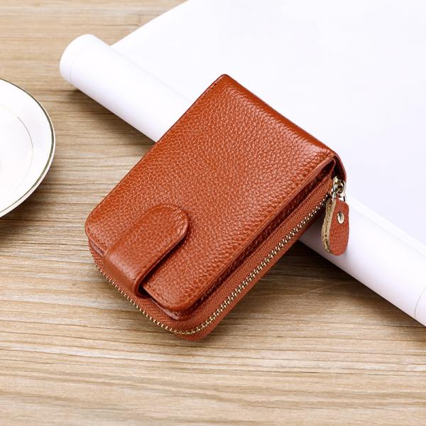 Custom Logo Avaliable Pebble Leather RFID Blocking Card Case for Men and Women