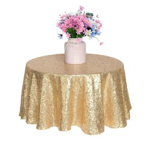 Elegant Customized PVC Tablecloth Round Sequin Tablecloths Wedding