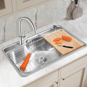 Best 0.9mm Thick Top Mount Kitchen Sink , 20 Gauge Stainless Steel Single Basin wholesale