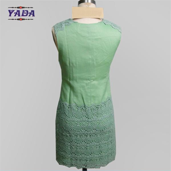 High quality elegant sleeveless green girls a line skirt summer dress 2017 women dresses ladies with lace