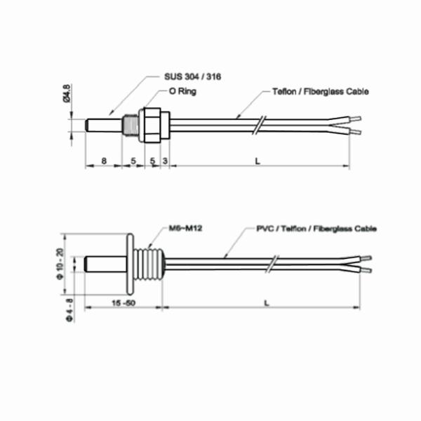 DS18B20 Waterproof Digital Thermal Probe 1M / 2M / 3M Temperature Sensor With XH2.54mm-3P For Various Temperatures Measurements
