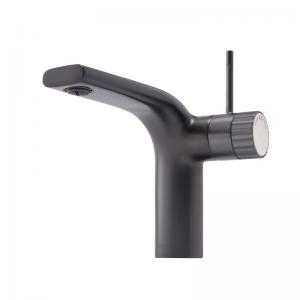 China 210mm Width Basin Mixer Faucet Hot Cold Water Black Brass Faucet Restroom on sale