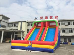 Best Commercial Rainbow Double Lanes Inflatable Dry Slide For Kids With Logo Printing wholesale