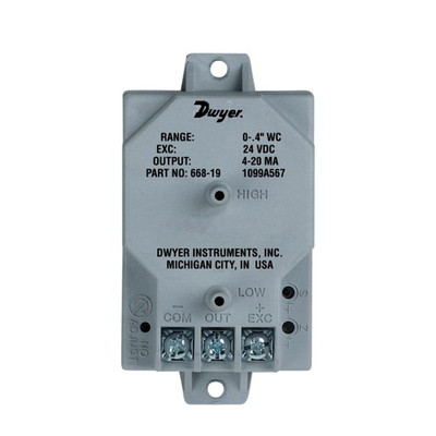Dwyer 607 Differential Pressure Transmitter 4-20mA Output