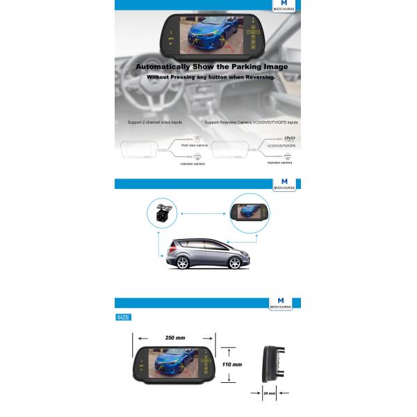 Universal 7 inch lcd car monitor for rear view mirror with mp5 / FM transmitter / USB / Bluetooth / mp3