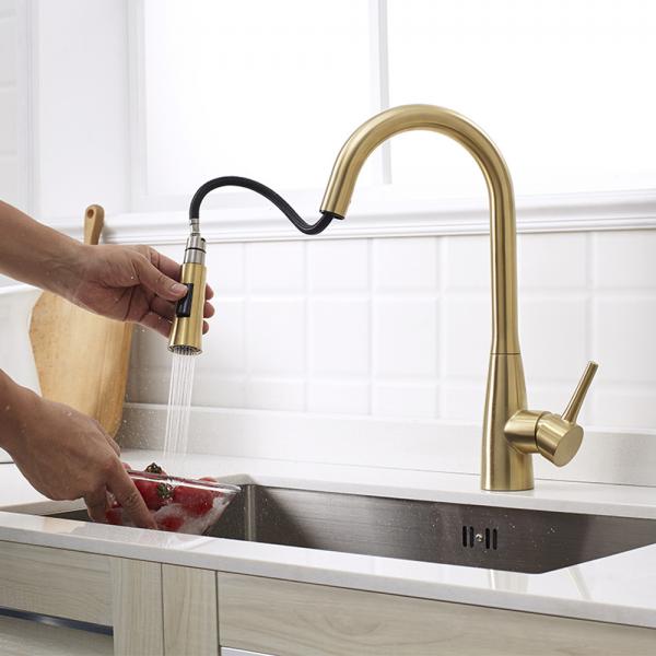 Steel 304/316 Kitchen Water Low Lead Mixer Tap Flexible Kitchen Gold Color Faucet