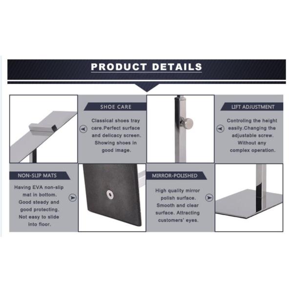 Adjustable Height Shoes Store Display Props , Metal Footwear Display Stands