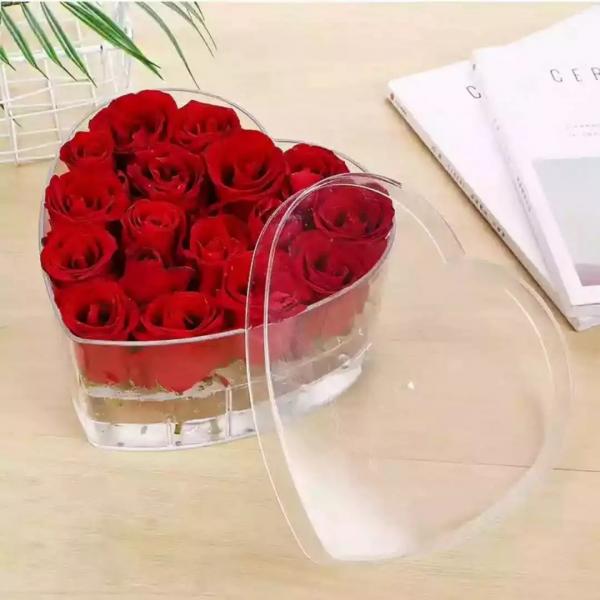 Custom preserved roses acrylic clear acrylic display box with drawer