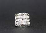 White Cubic Zirconia Stainless Steel Band Ring Wide Cocktail Rings Antique Style