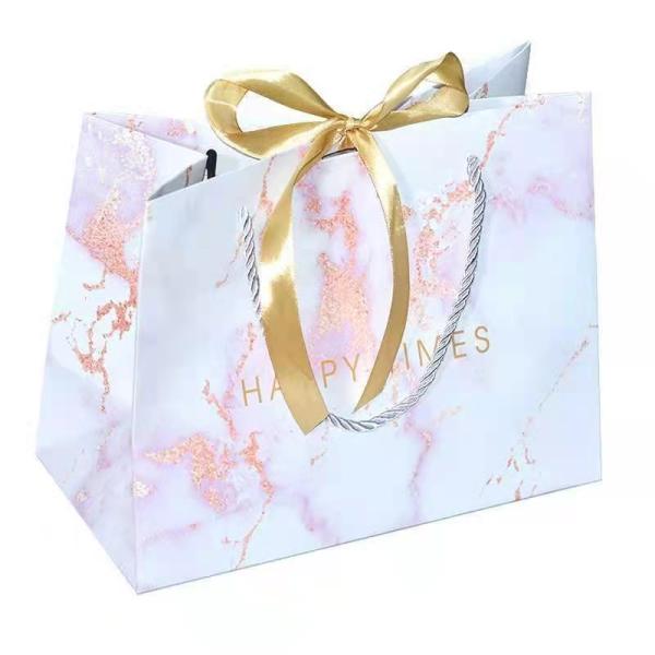 Coated Paper Boutique Gift Bag With Handles Handmade CMYK 4 Color Offset Printing