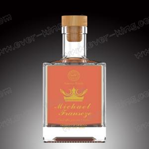 Best Square Crystal White Flint Brandy Drinking Bottle Customed 500 ML wholesale