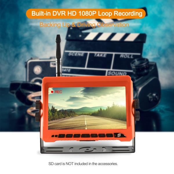 Wireless Metal 1650ft Car Dashboard Monitor For Reversing Recording