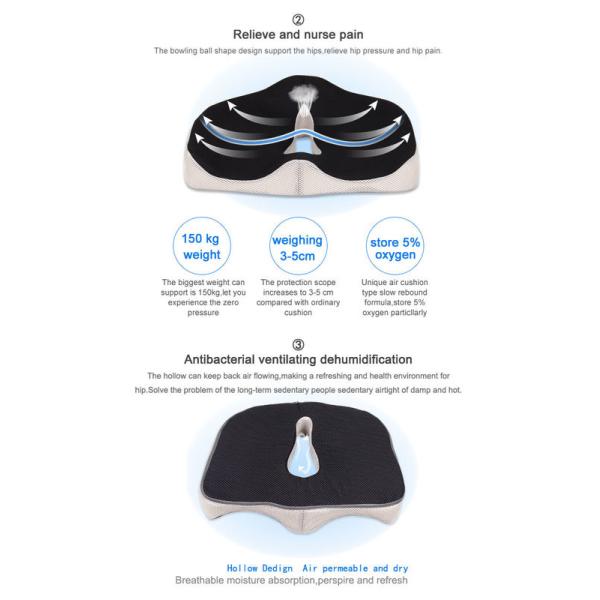 Coccyx Orthopedic Memory Foam Seat Cushion Pain Relieving 45×38×13 / 2.5 cm