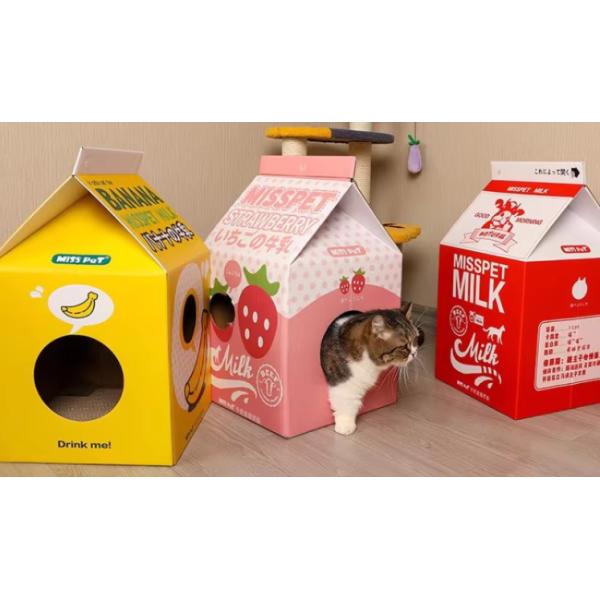 Cow Box Cat Scratching Board Wholesale Corrugated Cat Scratching Board Enclosed Cat Boxes