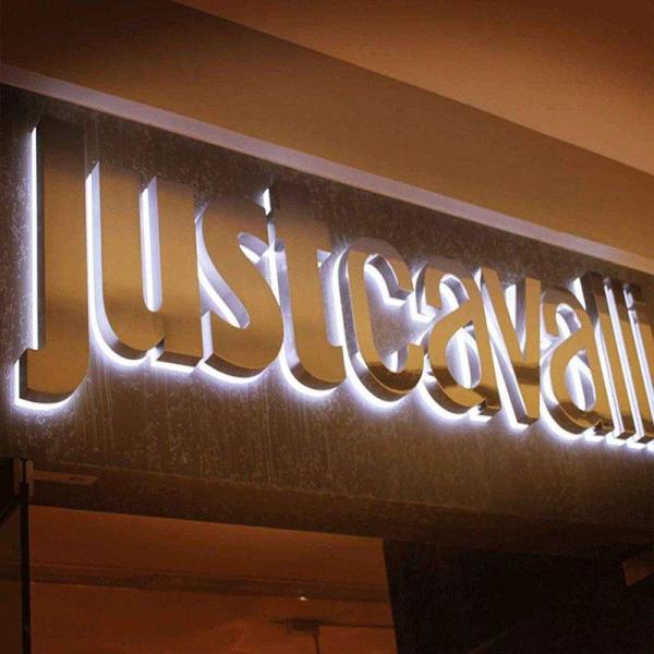 Customized Gold Signage illuminated Store 3D Channel Letter Stainless Steel Led Backlit Sign