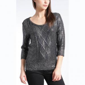 China WOMEN'S 100% ACRYLIC FOIL PRINT CABLE KNITTED SWEATER on sale