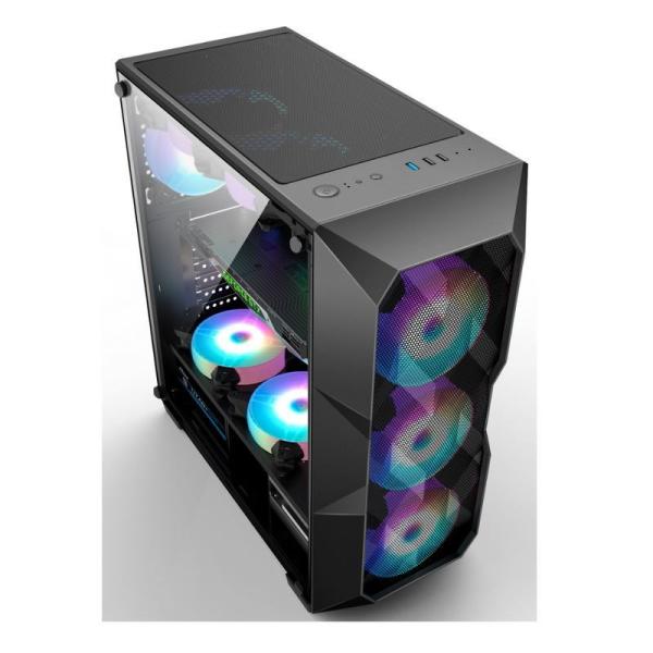 Airflow ARGB Computer Case Airflow ATX Mid-Tower with Polygonal Mesh Front Panel which support three 12cm ARGB Lighting