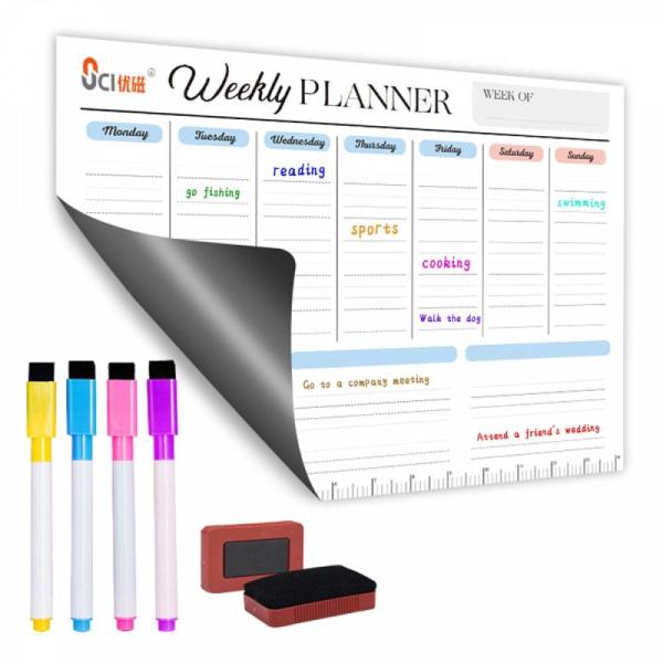 Soft Whiteboard Magnetic Calendar Planner A4 A3 Dry Erase Weekly Planner